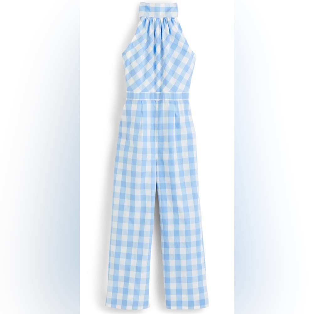 J. Crew High-neck jumpsuit in gingham cotton poplin
